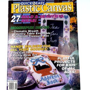 Quick & Easy Plastic Canvas Magazine 27 Bold Ideas Aug-Sep 1992 32 Pages Vtg